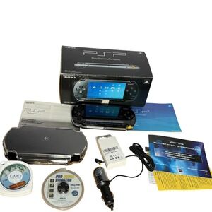 Sony PSP 1001 Handheld Console Black Bundle Box Case Charger UMD
